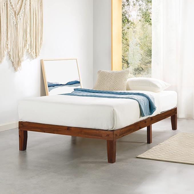 Mellow Naturalista Classic 12-Inch Solid Wood Platform Bed | Wooden Slats, No Box Spring Needed, Easy Assembly | Twin, Espresso