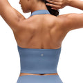 CRZ YOGA Butterluxe Halter Crop Tank Tops for Women - Open Back Padded Longline Sports Bras Workout Gym