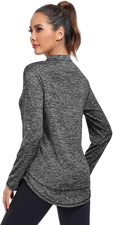 Absttith Women's Long Sleeve Workout Shirts Running Yoga Tops Athletic V Neck Sport Tee Side Split