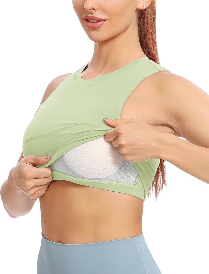 Natural Feelings Nudi Sports Bras for Women Removable Padded Yoga Tank Tops Sleeveless Fitness Workout Crop Tops