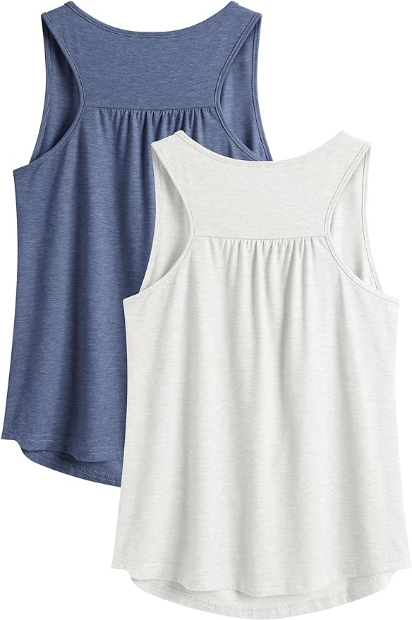 PINSPARK Workout Tops for Women Racerback Tank Tops Sleeveless Athletic Running Shirts Lightweight Yoga Gym Tank,2 Pack S-3XL