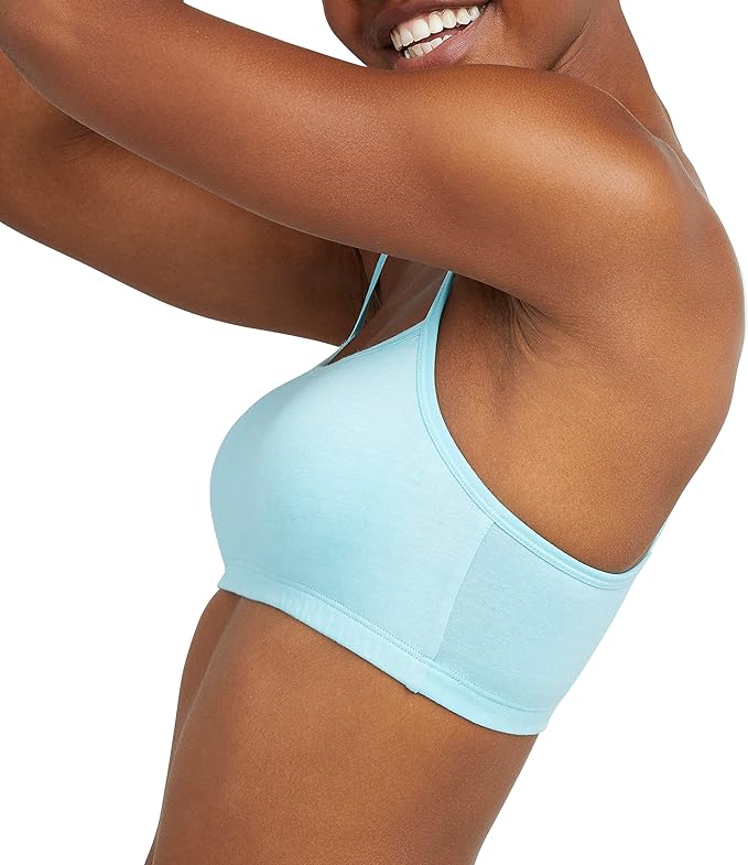 Hanes Women's String Bralette Pack, 3-Pack, Cotton Sports Bralette Bras for Women, Solid or Assorted Wireless Bras