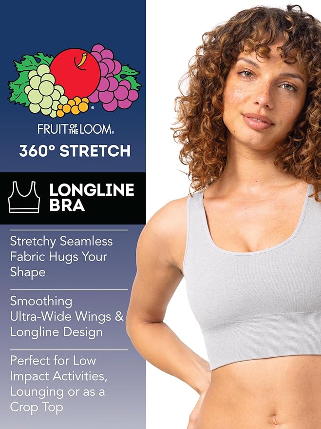 Fruit of the Loom Women's 3-Pack Seamless Full-Coverage Back Smoothing Wireless Bra