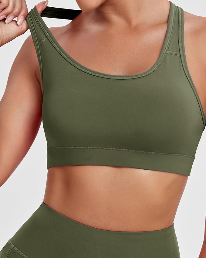 Oalka Women's Racerback Sports Fitness Support Workout Running Bras