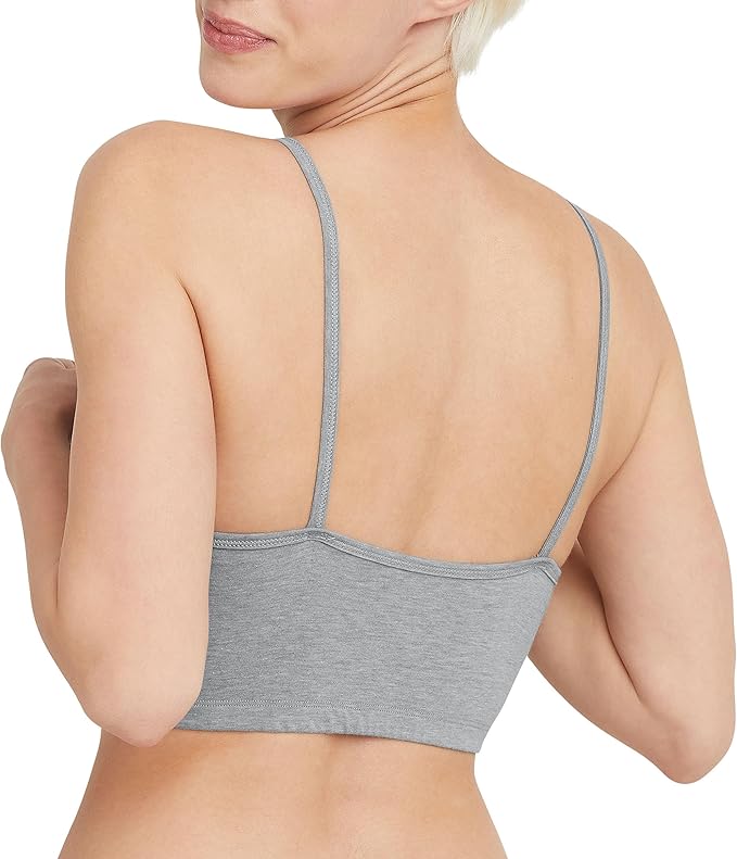 Hanes Women's String Bralette Pack, 3-Pack, Cotton Sports Bralette Bras for Women, Solid or Assorted Wireless Bras