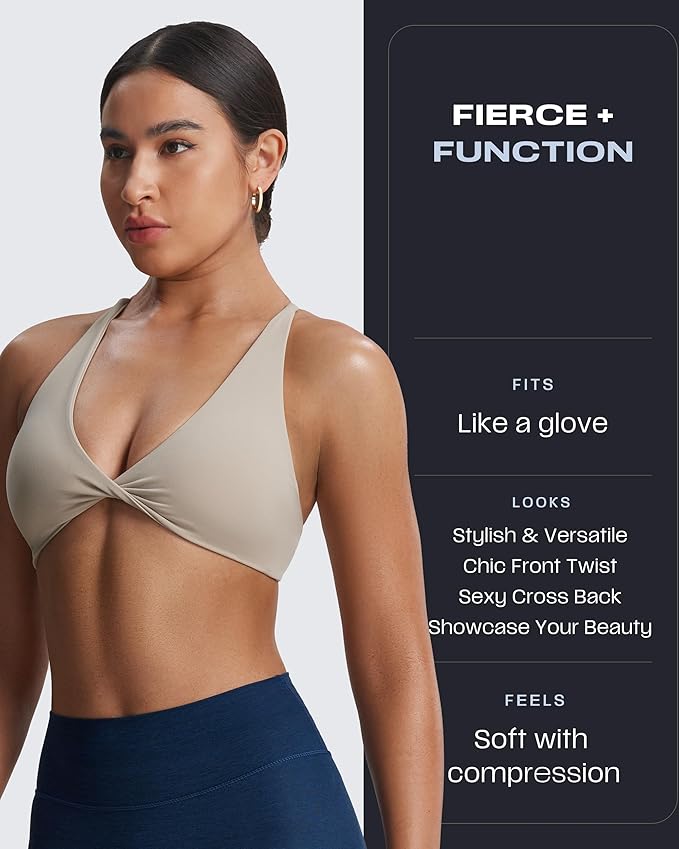 Aoxjox Women's Workout Sports Bras Fitness Metamorph Sienna Twist Bra Yoga Crop Tank