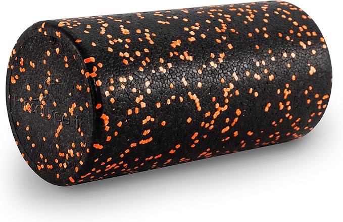 ProsourceFit High Density Foam Rollers 12 - inches long,Firm Full Body Athletic Massage Tool for Back Stretching, Yoga, Pilates, Post Workout Muscle Recuperation, Black/Orange