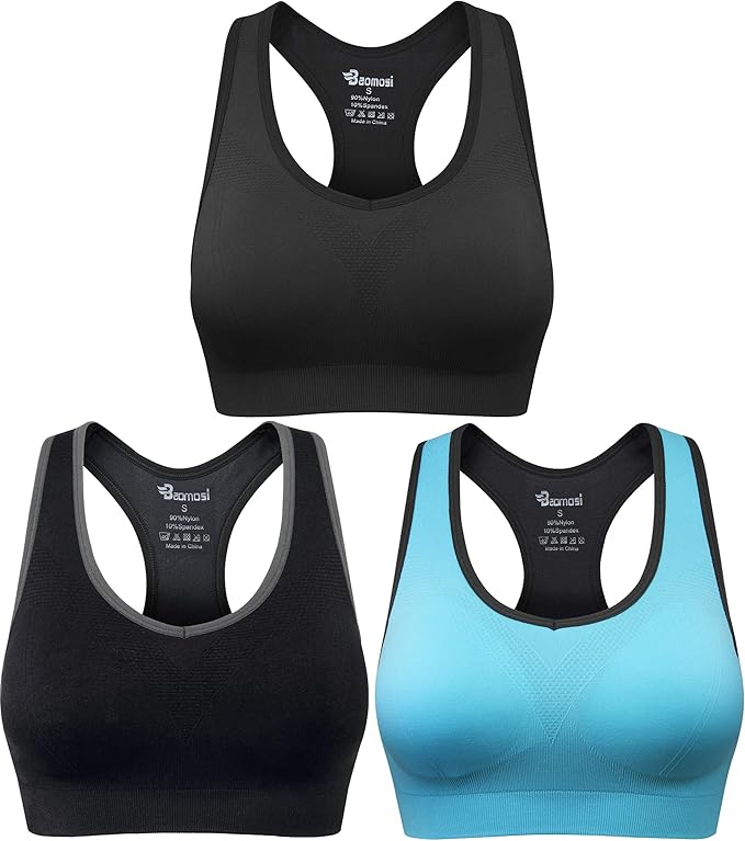 Women's Seamless Racerback Sports Bra High Impact Support Yoga Gym Workout Fitness
