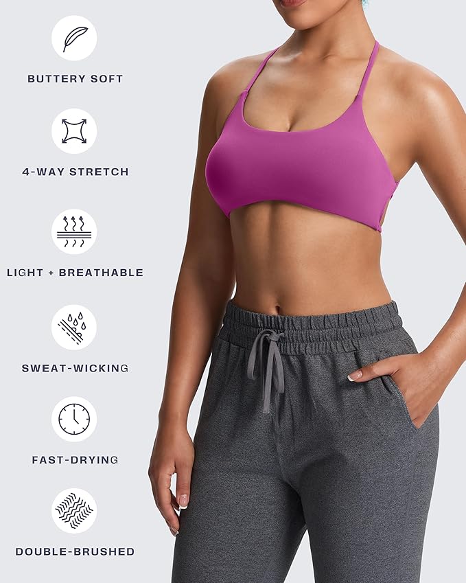 Aoxjox Women's Workout Sports Bras Fitness Trinity Ivy Low Impact Bra Yoga Crop Tank