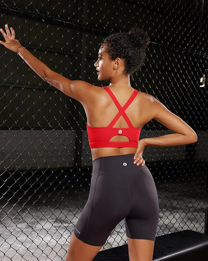 RUNNING GIRL Sports Bra for Women High Support,Molded Cup Strappy Running Sports Bras with Sewn in Pads