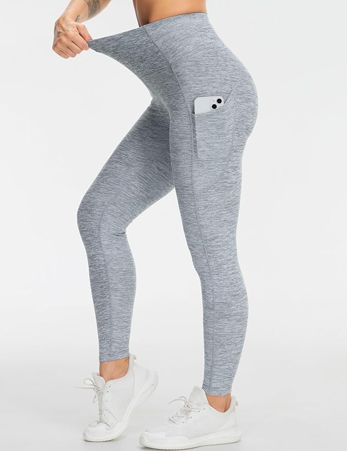 THE GYM PEOPLE Thick High Waist Yoga Pants with Pockets, Tummy Control Workout Running Yoga Leggings for Women