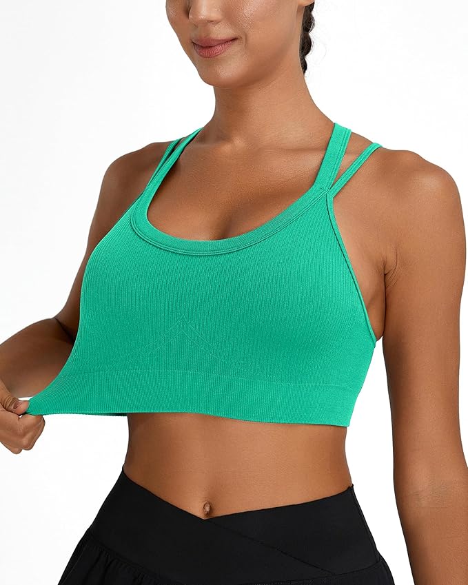 Sports Bras for Women HIigh Support, Criss-Cross Back Padded Strappy High Impact Sports Bras for Women Large Bust