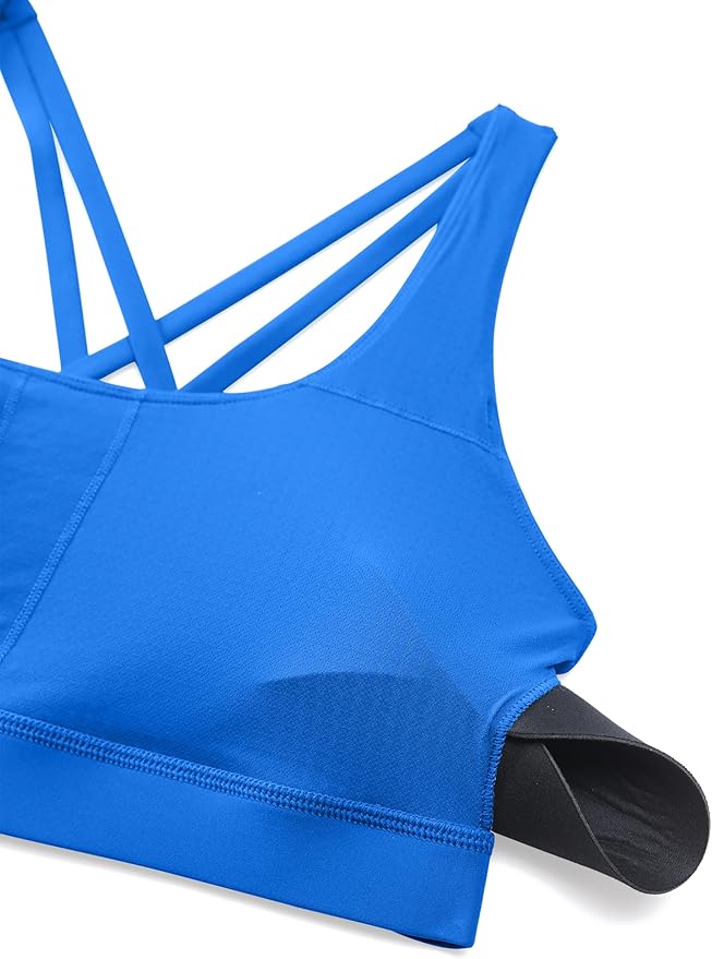 CRZ YOGA Naked Feeling Strappy Padded Sports Bras for Women - Fitness Workout Top Criss Cross Back Yoga Cami