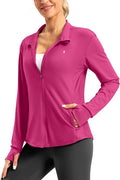 Soothfeel Women's UPF 50+ Lightweight Athletic Jackets Sun Protection Zip Up Long Sleeve Shirts Hiking Workout Outdoor Pocket