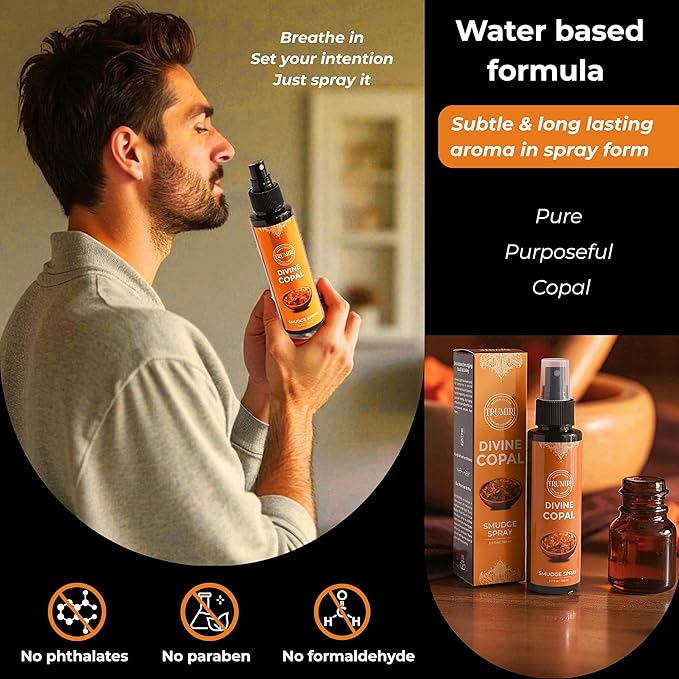 Copal Smudge Spray for Negative Energy Cleansing of Home - Non Toxic Body Mist Made with Copal Essential Oil - Natural Room Spray and Air Freshener