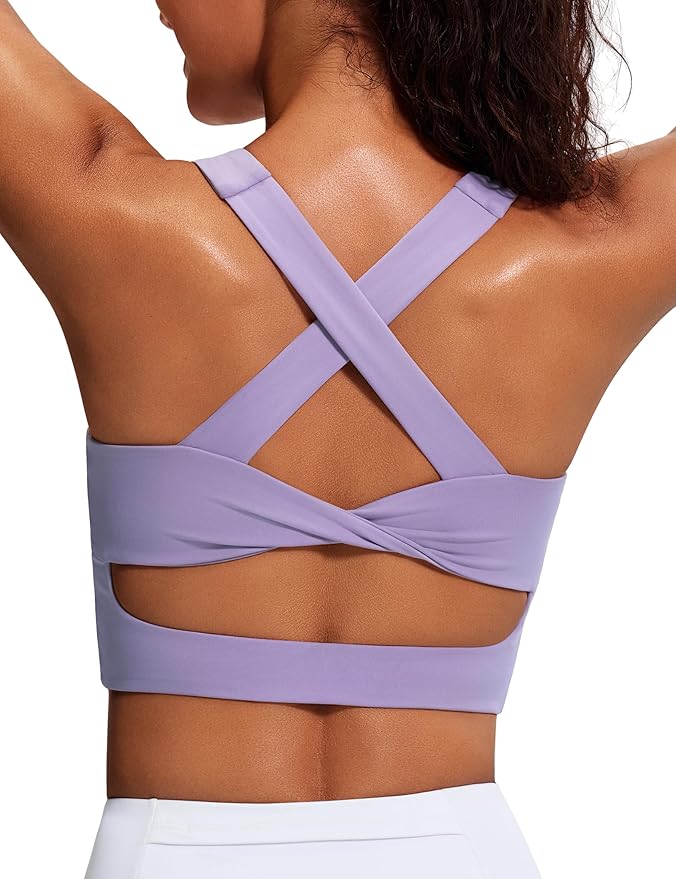 Sports Bras for Women Criss-Cross Back Padded Workout Tank Tops Medium Support Crop Tops for Women