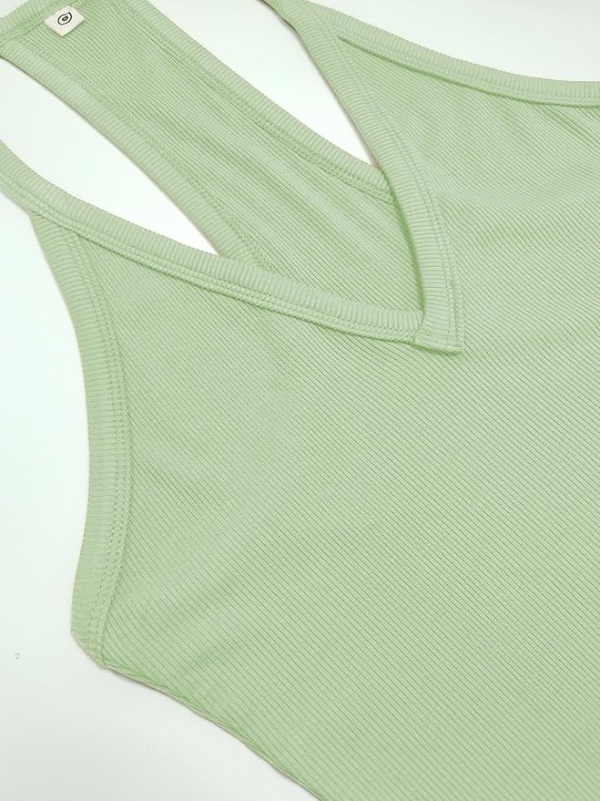 iGENJUN Workout Tops for Women Racerback Basic Tank Summer 2026 Camisole V Neck Slim Fit Ribbed Sleeveless