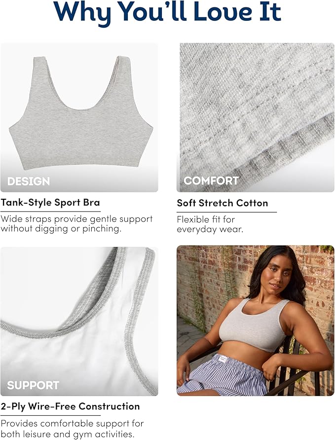 Fruit of the Loom Women's Built Up Tank Style Sports Bra Value Pack