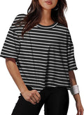 XIEERDUO Cotton Tshirts for Women Drop Shoulder Round Neck Oversized Crop Tops Workout Tops Tees
