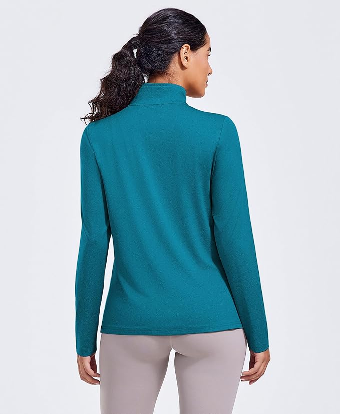 PINSPARK Workout Tops for Women Long Sleeve Athletic Shirt Quarter Zip Running Shirts Stretchy UPF 50+ Yoga Hiking Tee Top
