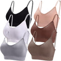 BQTQ 6 Pcs V Neck Bralettes for Women Padded Bralette with Straps Seamless Bra