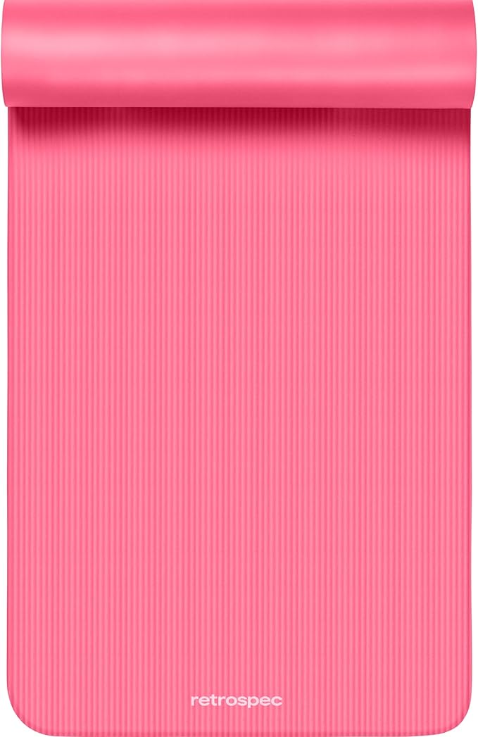 Retrospec Solana Yoga Mat Thick 1/2in Non-Slip Workout Mat with Nylon Strap - 72x24in Exercise Mat for Pilates, Stretching & Fitness - BPA Free, Easy Clean
