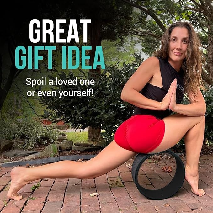 Extra Wide Yoga Wheel, Mini Yoga Wheel - Beginner Friendly Yoga Kit. More Comfortable, Stable and Safer Back Roller. Improve posture, better mobility. Ideal Home Exercise. Relieve Back Pain.