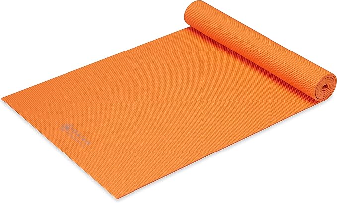 Gaiam Essentials 1/4" Thin (6mm) Yoga & Pilates, Fitness & Exercise Mat with Easy-Cinch Carrier Strap Cusion Support For Fitness and Gym Workouts