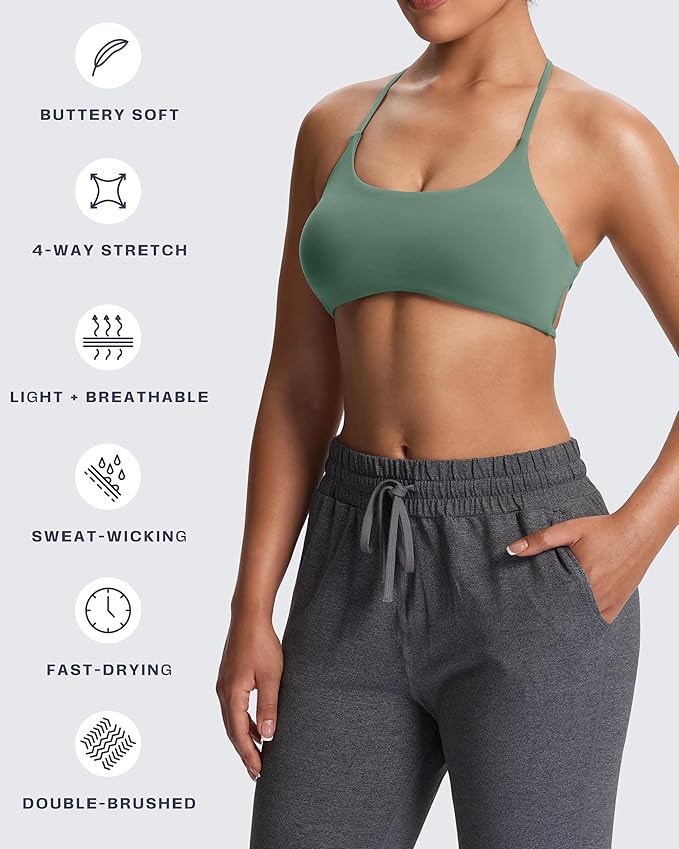 Aoxjox Women's Workout Sports Bras Fitness Trinity Ivy Low Impact Bra Yoga Crop Tank