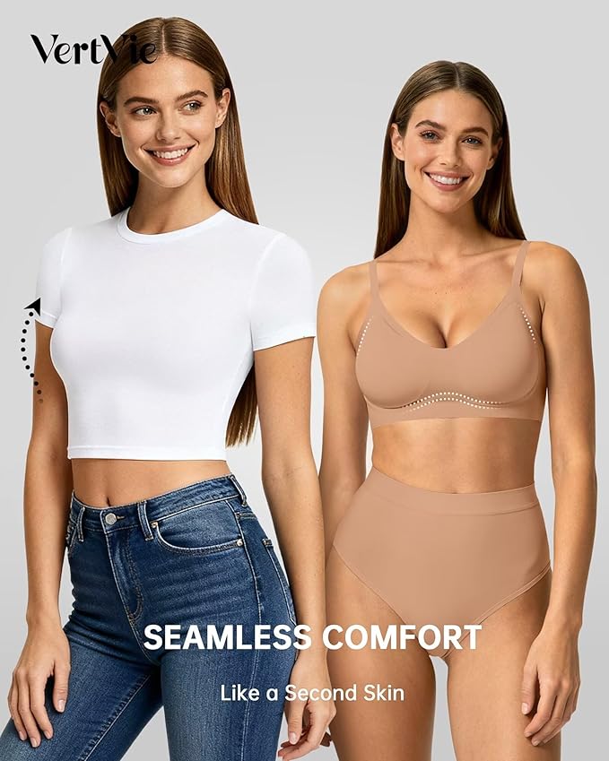 Vertvie Womens Seamless Jelly Bras No Underwire Comfort Push Up Bras Buttery Soft Wireless Bralette Full Coverage Sports Bra