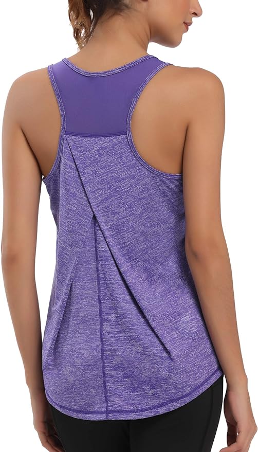Aeuui Womens Workout Tops for Women Racerback Tank Tops Mesh Yoga Shirts Athletic Running Tank Tops Sleeveless Gym Clothes