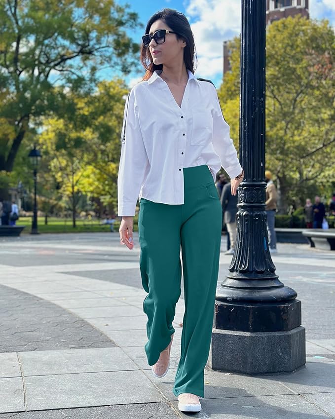 Promover Wide Leg Pants Woman Yoga Pants with Pockets Stretch Loose Casual Lounge Sweatpants Petite/Regular/Tall