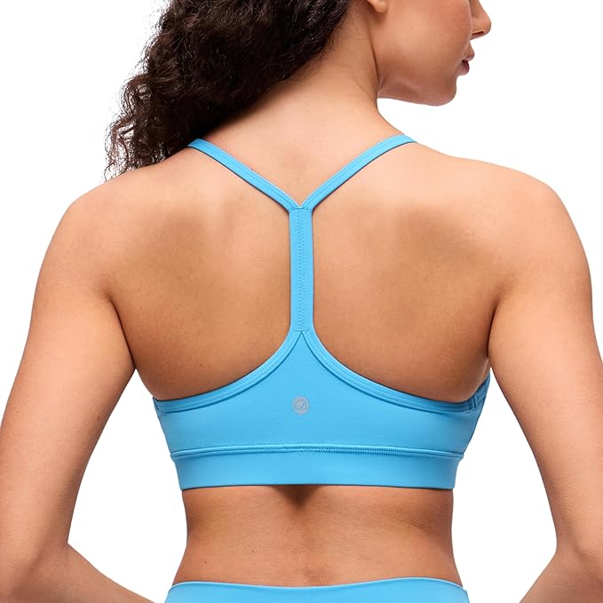 CRZ YOGA Butterluxe Y Back Sports Bras for Women - Padded Racerback Low Impact Spaghetti Thin Strap Workout Yoga Top