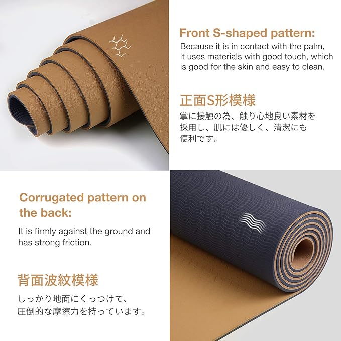 Gruper Yoga Mat Non Slip, Eco Friendly Fitness Exercise Mat with Carrying Strap,Pro Yoga Mats for Women,Workout Mats for Home, Pilates and Floor Exercises
