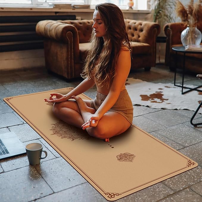 Premium Cork Yoga Mat Non Slip Thick Cork Exercise & Fitness Mat for Yoga, Pilates, & Home Workouts(72" x 24" x 5mm Thick)