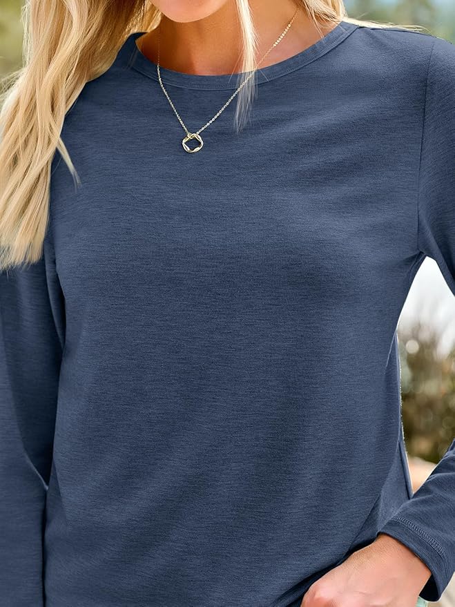 AUTOMET Women‘s Basic Long Sleeve Crewneck, Plus Size Winter & Spring Top, Casual Fall Tee for Teacher & Everyday Outfits