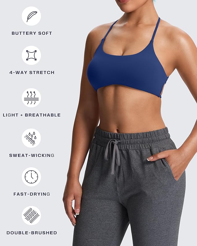 Aoxjox Women's Workout Sports Bras Fitness Trinity Ivy Low Impact Bra Yoga Crop Tank