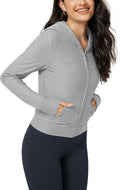 ODODOS Women's Full-Zip Cropped Hoodie - odSTRATUM Tech Ultra Soft UPF 50+ Hooded Jacket with Pockets
