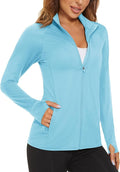 MAGCOMSEN Women's UPF 50+ Lightweight Athletic Jacket Sun Protection Full Zip Long Sleeve Shirts Hiking Outdoor Pockets