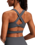 Sports Bras for Women Criss-Cross Back Padded Workout Tank Tops Medium Support Crop Tops for Women