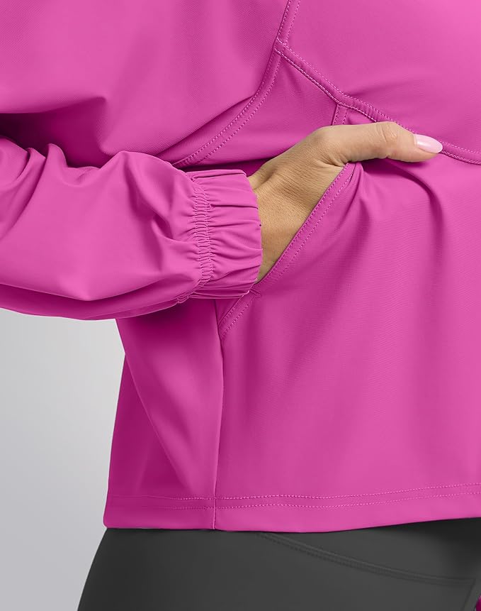 Soothfeel Women's Athletic workout Jacket Lightweight UPF 50+ Long Sleeve Sun Protection Shirts Zip Up Cropped Hiking Tops