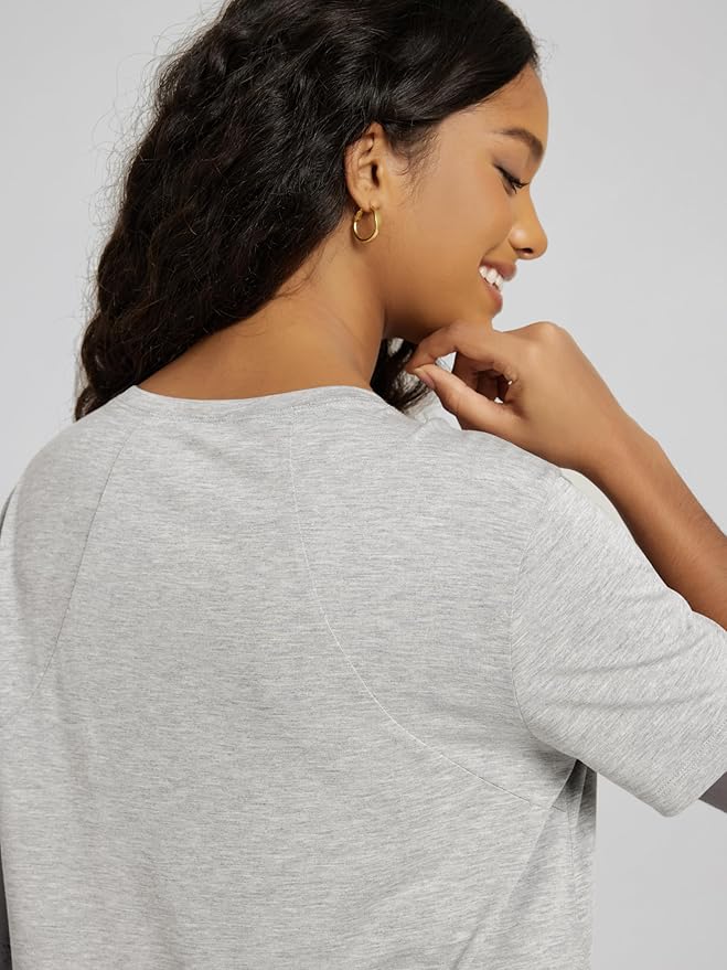 ODODOS Modal Soft Short Sleeve Shirts for Women Crew Neck Yoga Tee Casual Workout Tops