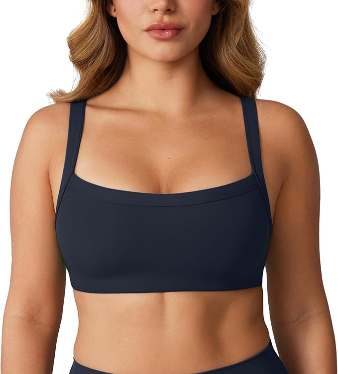 UNISSU Hugcurve Adjustable Sports Bra Square Neck Wireless Padded Yoga Workout Tops