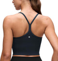 CRZ YOGA Butterluxe Y Back Crop Tank Tops for Women - Spaghetti Straps Racerback Padded Yoga Workout Longline Sports Bras