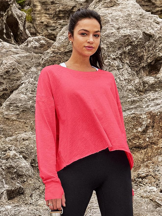 Panadila Womens Open Back Workout Top Long Sleeve Athletic Shirts Casual Crop Running Tee Y2k Yoga