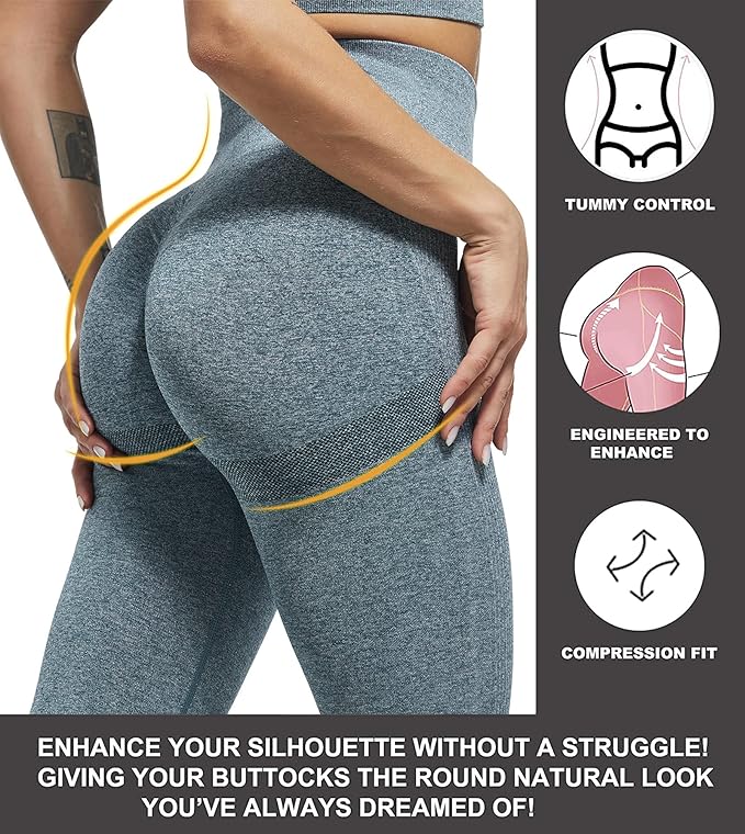 CHRLEISURE Workout Leggings Sets for Women, Gym Scrunch Butt Butt Lifting Seamless Leggings 3 Piece