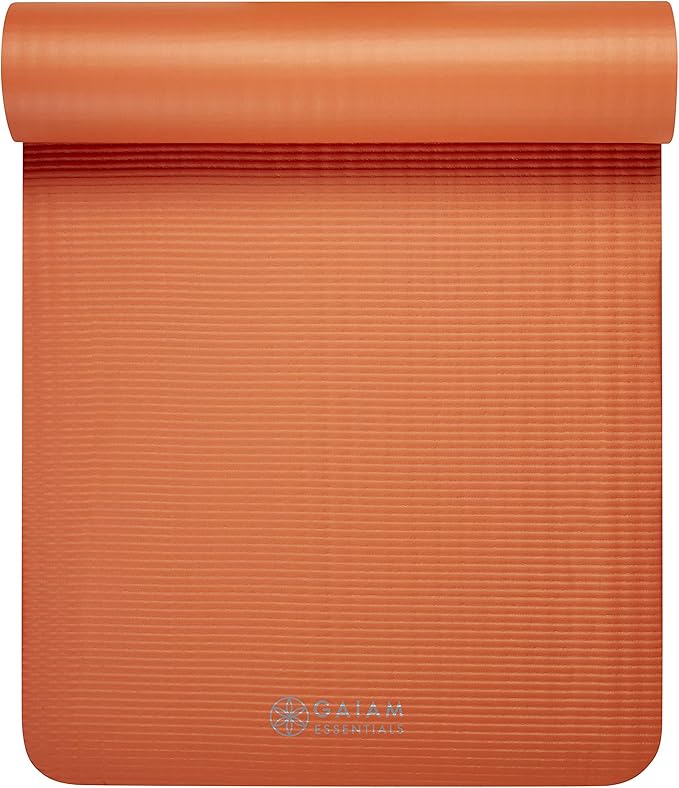 Gaiam Yoga Mat, Pilates & Exercise Mat, Thick 2/5" (10mm) Workout Mat with Easy-Cinch Carrying Strap for Home & Gym Workouts