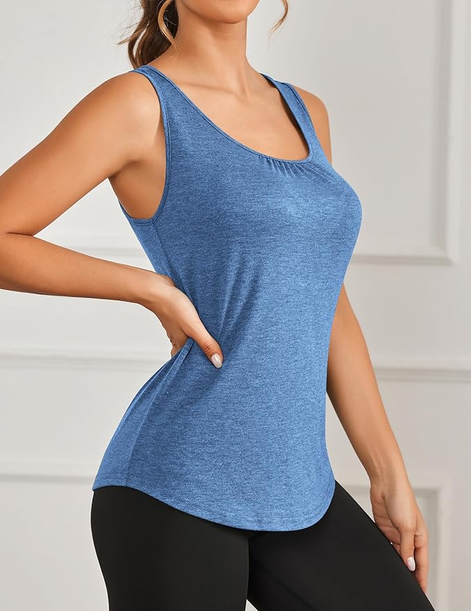 PINSPARK Workout Tops for Women Racerback Tank Tops Sleeveless Athletic Running Shirts Lightweight Yoga Gym Tank,2 Pack S-3XL