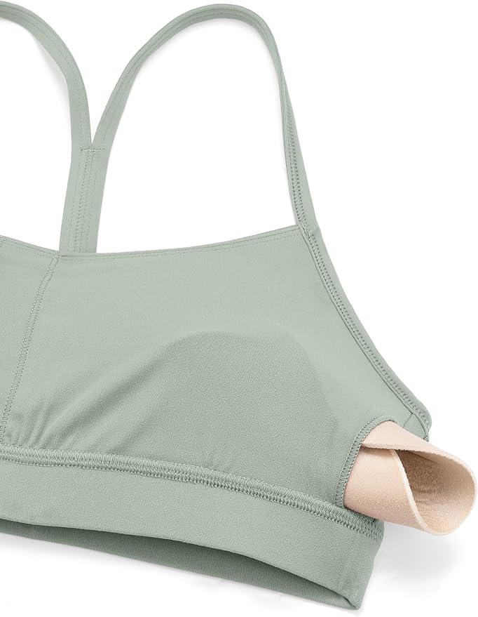 CRZ YOGA Butterluxe Y Back Sports Bras for Women - Padded Racerback Low Impact Spaghetti Thin Strap Workout Yoga Top