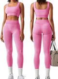 OLCHEE Womens Workout Sets 2 Piece Seamless Square Neck Sports Bra Padded Butt Lifting Leggings High Waist Yoga Gym Outfits